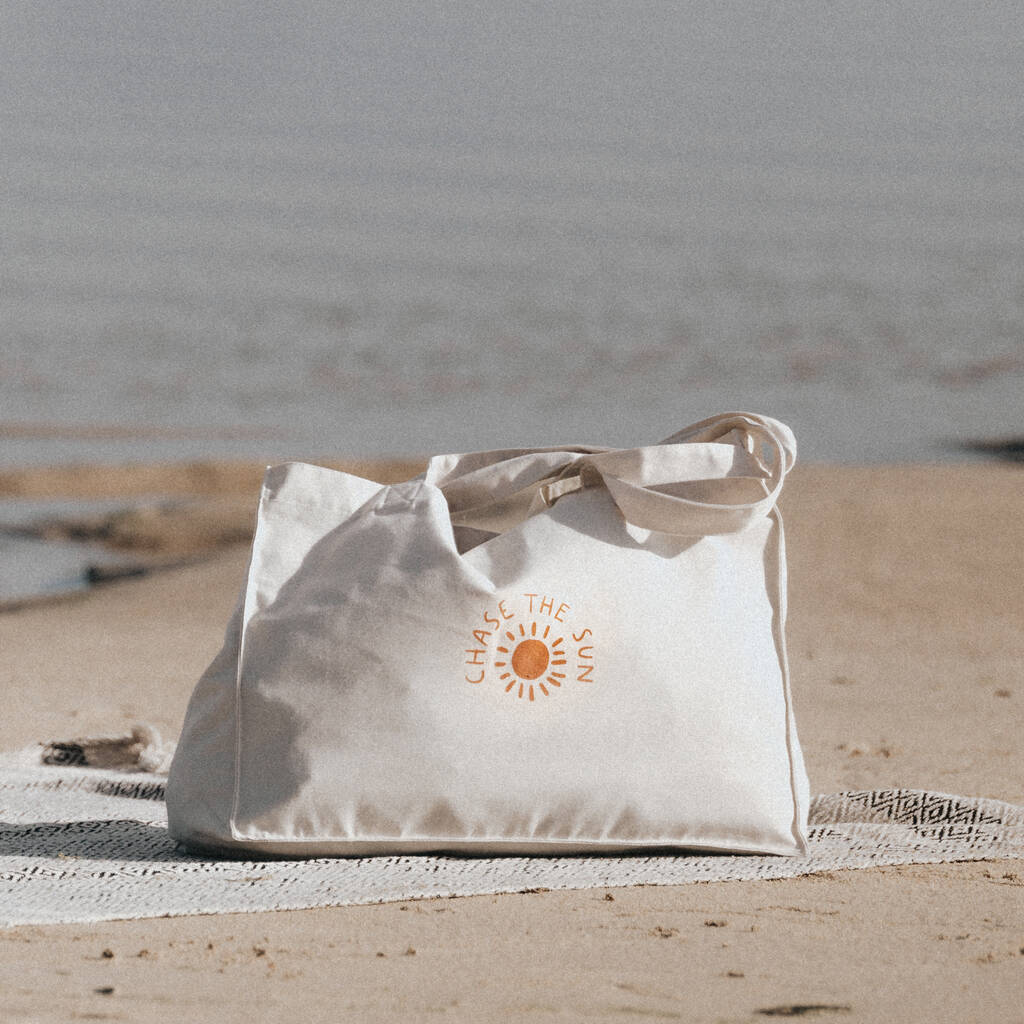 Chase The Sun Recycled Woven Beach Bag By Pineapple Island