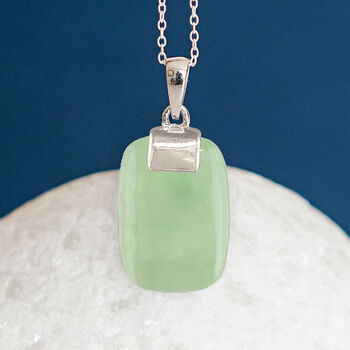 Sterling Silver Jade Rectangle Necklace, 3 of 12