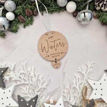 Personalised Baby Arriving Christmas Ornament Pregnancy, 3 of 3