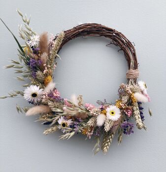 Colourful Spring Dried Flower Wreath, 4 of 6