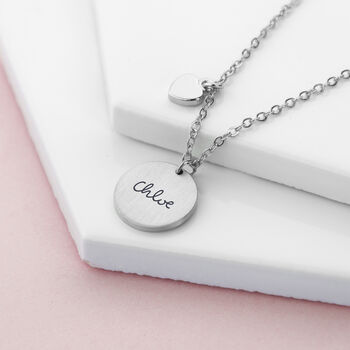 Personalised Heart And Disc Pendant Necklace, 5 of 9