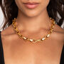 Octagon Link Chunky Gold Chain Necklace In 18 K Gold Plating, thumbnail 3 of 11