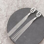 Silver Colour Knot And Tassel Design Long Drop Earrings, thumbnail 1 of 3