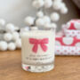 Bow Personalised First Christmas Candle Gift, thumbnail 1 of 4