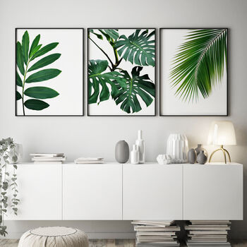 Set Of Three Botanical Green Leaves Prints, 5 of 10