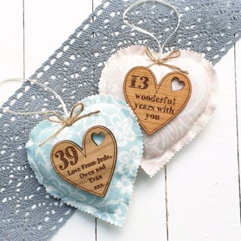 Lace Anniversary Heart With Oak Wood Heart Message, 2 of 4