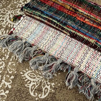 Recycled Cotton Rainbow Rag Rug 60cm X 90cm, 9 of 10