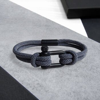 Men's Nautical Double Strand Shackle And Rope Bracelet, 4 of 12