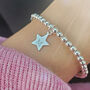 Sterling Silver Personalised Star Charm Stretch Bracelet, thumbnail 2 of 7