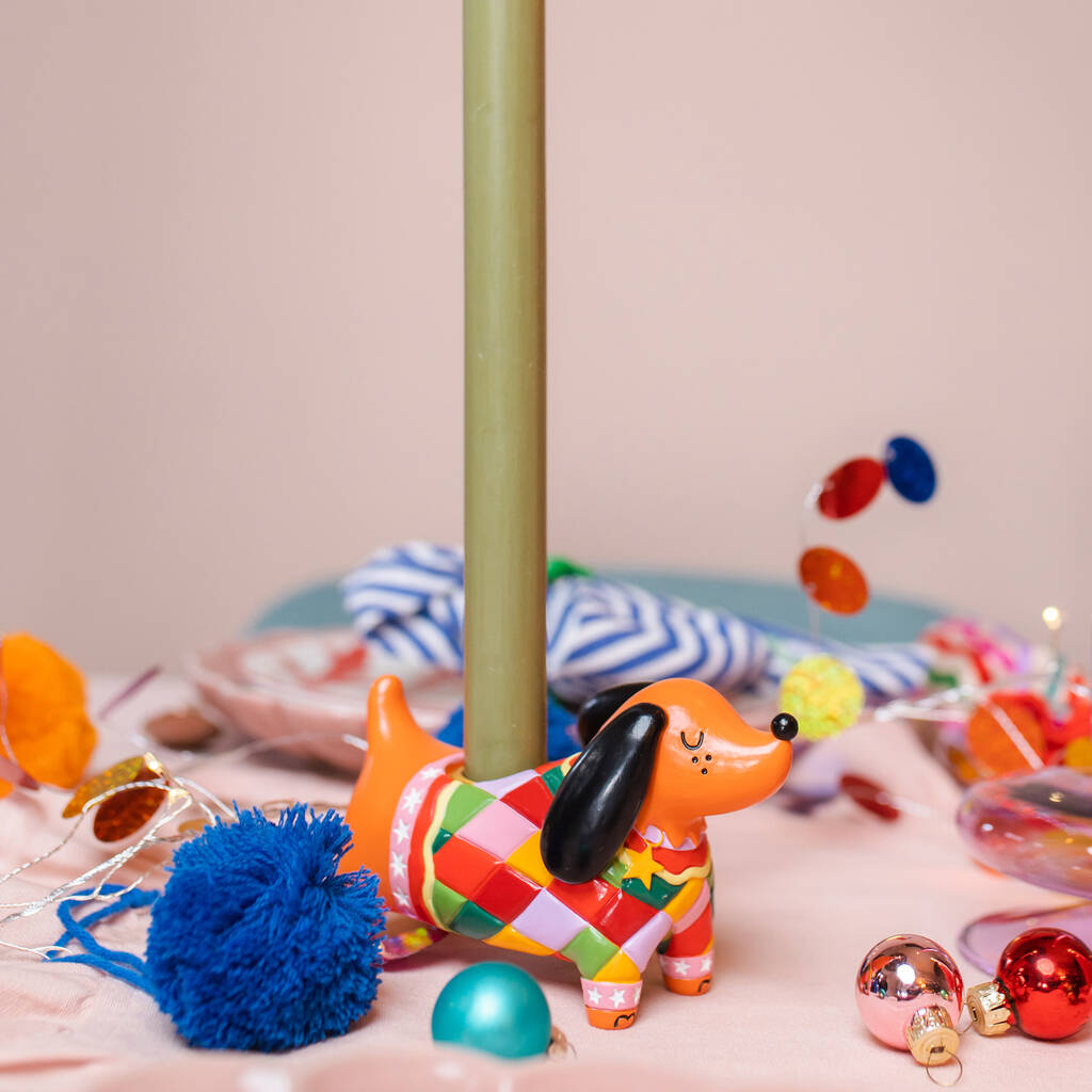 Christmas Dog Shaped Candle Holder By Raspberry Blossom