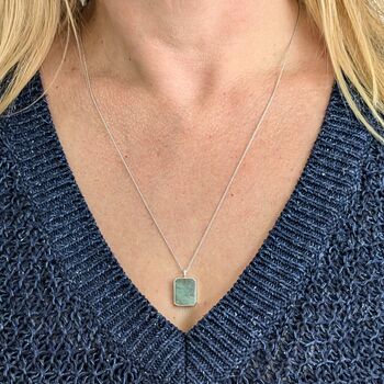 The Rectangle Aquamarine Necklace, Silver, 4 of 9