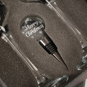 Personalised Christmas Reindeer Antlers Champagne Flutes And Gift Boxed Sets, 4 of 5