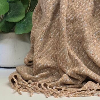 Winter Fleck Blanket Scarf In Beige, 3 of 3