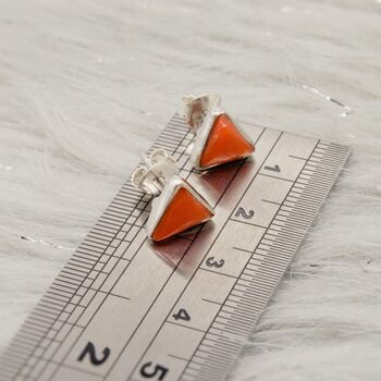Red Coral Sterling Silver Studs, 6 of 6