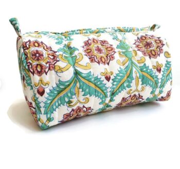 Quilted Block Print Make Up Bag, Handmade, 3 of 8