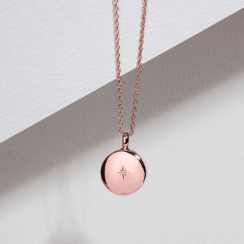 Diamond Round Urn Necklace 18 K Rose Gold Plated Silver, 2 of 7