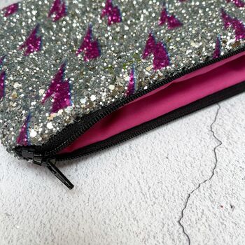 Pink Bolt Glitter Clutch Bag, 5 of 5