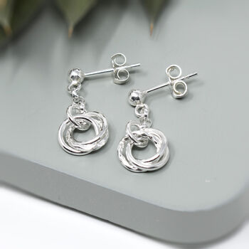 Sterling Silver Knot Earrings Gift For Mum With Personalised Card, 3 of 3