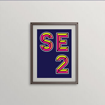 Se2 London Postcode Neon Typography Print, 3 of 4