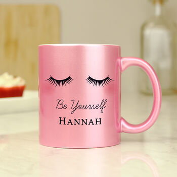 Personalised Eyelashes Pink Glitter Ceramic Mug, 4 of 8