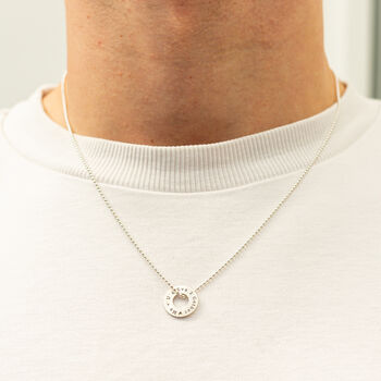 Men's Silver And Leather Personalised Hoops Necklace, 5 of 12
