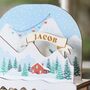 Personalised Wooden Snowy Hills Cutout Advent Calendar, thumbnail 2 of 7