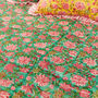 Green Sanganeri Block Print Reversible Quilt Boho, thumbnail 6 of 7