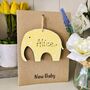 Personalised New Baby Elephant Wooden Gift Card, thumbnail 4 of 7