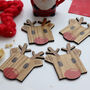 Set Of Four Wooden Reindeer Christmas Coasters, thumbnail 7 of 8