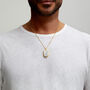 Men's Large Howlite Dog Tag Locket 18 K Gold Plated Silver, thumbnail 2 of 9
