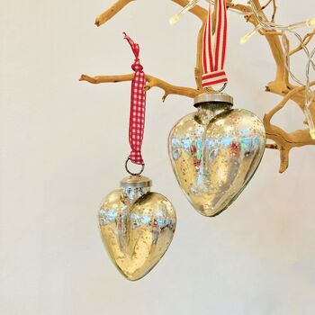 Vintage Silver Glass Heart Christmas Decoration, 6 of 6
