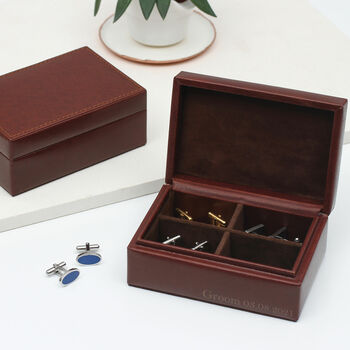 Personalised Message Leather Cufflink Box, 3 of 4