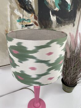 Handmade Green And Pink Drum Ikat Lampshade, 5 of 6
