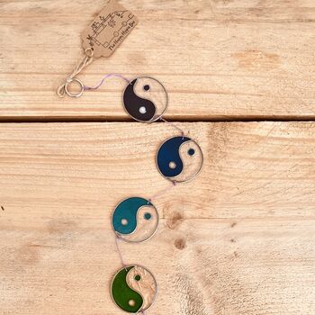 Boho Yin Yang Stained Glass Sun Catcher Window Decor, 2 of 11