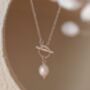 Natural Pearl Sterling Silver T Bar Necklace, thumbnail 6 of 7