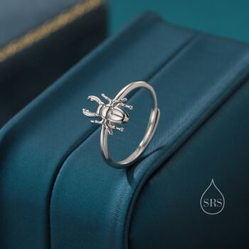 Sterling Silver Tiny Stag Beetle Ring, 2 of 12