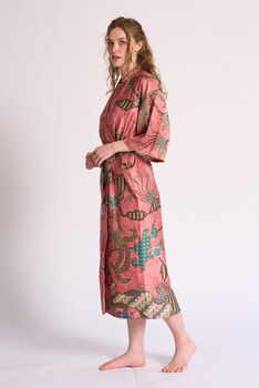 Deluxe Pink Silk Kimono Robe, 5 of 6