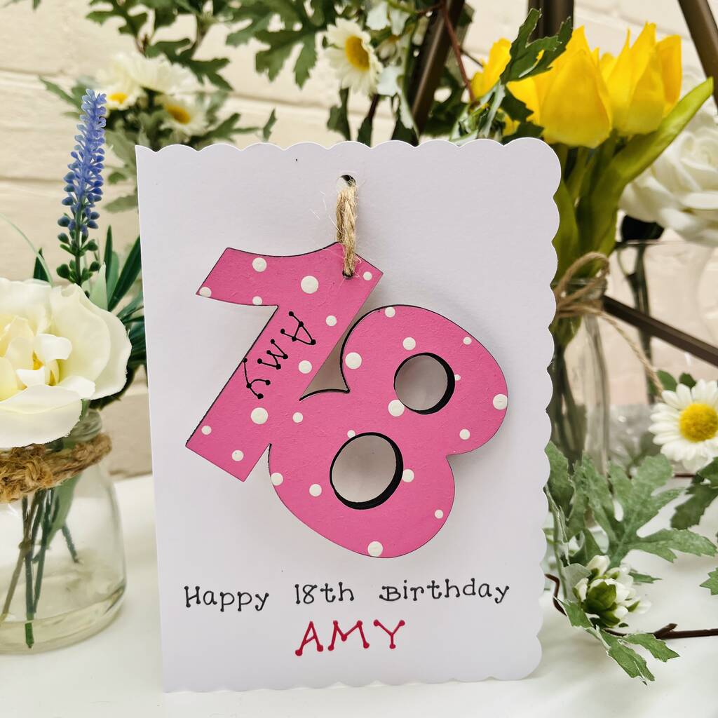 Personalised 18th Birthday Card Wooden Number Gift, 1 of 12