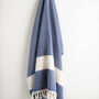 Navy Blue Herringbone Turkish Towel, thumbnail 1 of 2