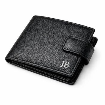 Personalised Black Mens Faux Leather Wallet, 2 of 5