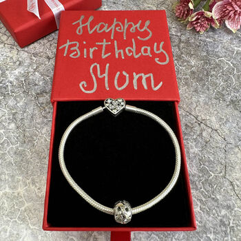 April Birthstone Charm Silver Bracelet Gift For Her, 3 of 7