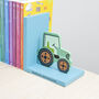 Personalised Kids Green Tractor Bookends, thumbnail 5 of 6