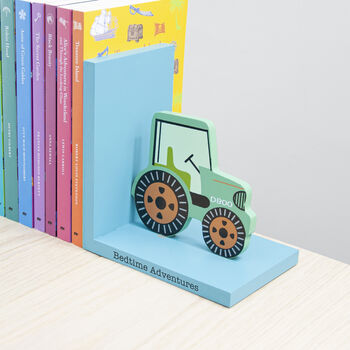 Personalised Kids Green Tractor Bookends, 5 of 6