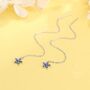 Sapphire Blue Cz Flower Threader Earrings, thumbnail 1 of 10