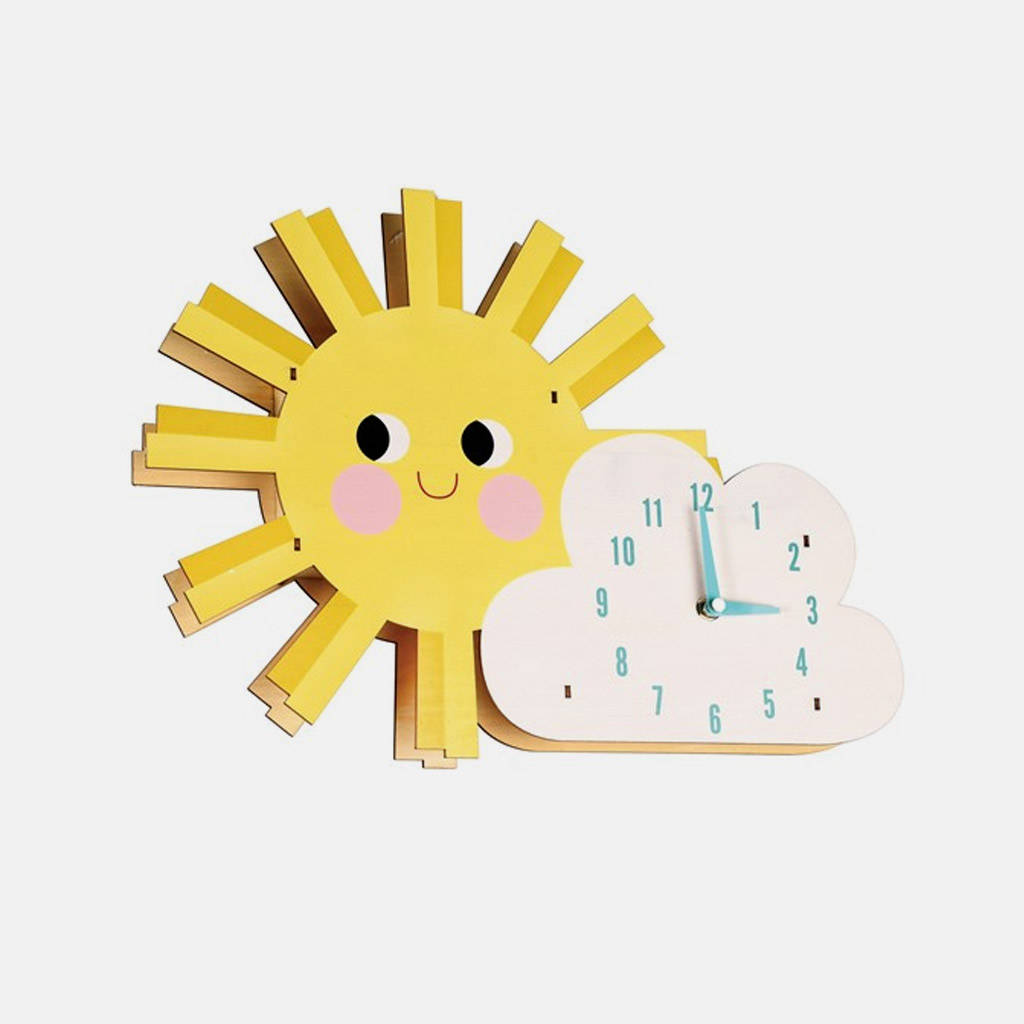 children's sun and cloud clock by posh totty designs interiors