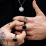 Smooth Black And Silver Signet Ring For Men Mens Ring, thumbnail 4 of 12