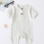 Short Sleeve Ribbed Cotton Baby Romper, thumbnail 7 of 7