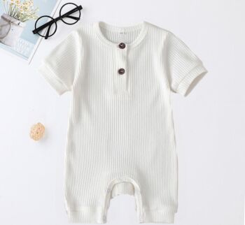 Short Sleeve Ribbed Cotton Baby Romper, 7 of 7