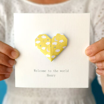 Personalised New Baby Origami Heart Card, 2 of 4