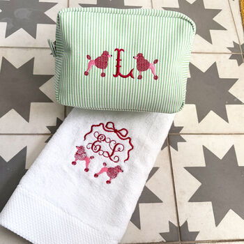 Poodle Monogram Wash Bag, 3 of 3